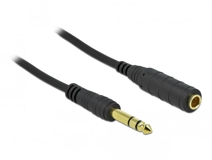 Kabelis Delock jack 6,35 mm 3 pin męski do żeński 10 m (86766)