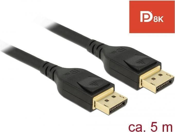 Delock Cable Displayport 1.4 vyriškas daugiau Displayport vyriškas (20 kontaktų) 8K 5m