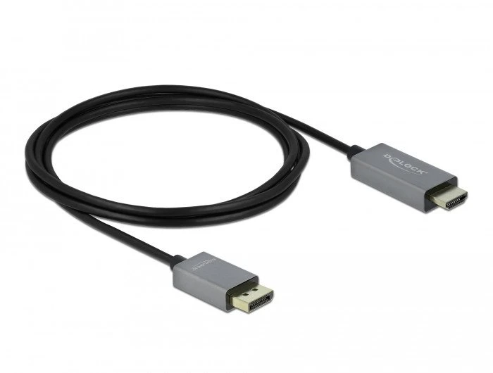 Delock DisplayPort į HDMI laidas su pilkomis jungtimis
