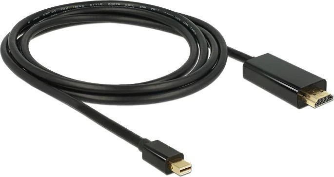 Juodas Mini DisplayPort į HDMI laidas su jungtimis