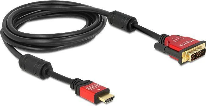 HDMI į DVI laidas su raudonomis jungtimis