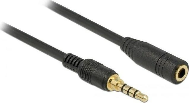 GARSO pratęsimo kabelis MINIJACK 3,5 mm M/F 4 PIN 2M JUODA, skirtas IPHONE DELOCK