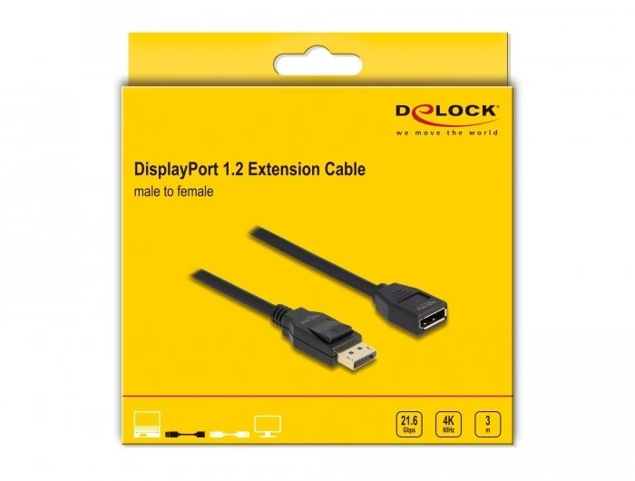 Kabelis Delock DisplayPort 1.2 prailginimo laidas 4K 60 Hz 3 m (80003)