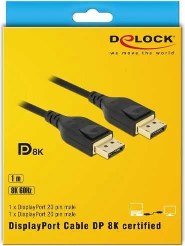 DELOCK DisplayPort kabelis 8K 60 Hz 1 m DP 8K sertifikuotas