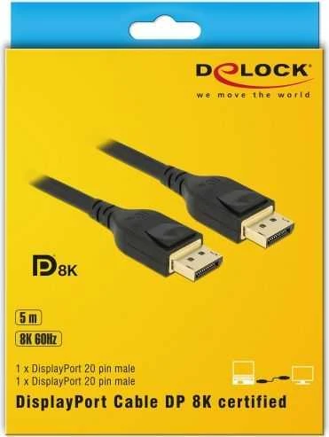 Delock Cable Displayport 1.4 vyriškas daugiau Displayport vyriškas (20 kontaktų) 8K 5m