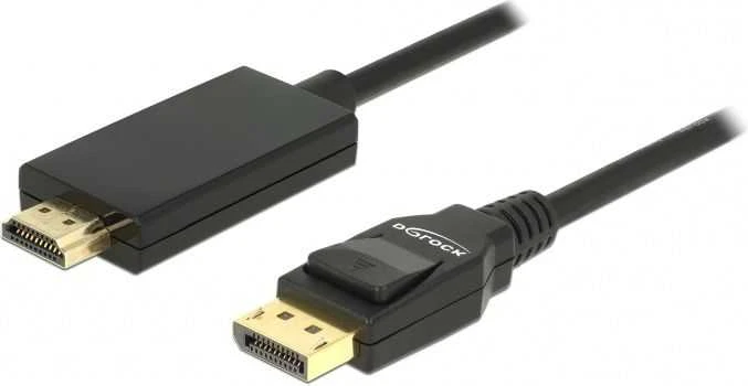 DELOCK Cable Displayport 1.2 male > High Speed HDMI-A vyriškas pasyvus 4K 3 m juodas