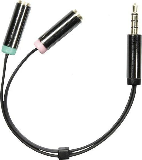 Deltaco garso adapteris 3.5mm su žaliu ir rožiniu lizdais