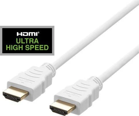 Baltas Deltaco HDMI 2.1 laidas su paauksuotomis jungtimis