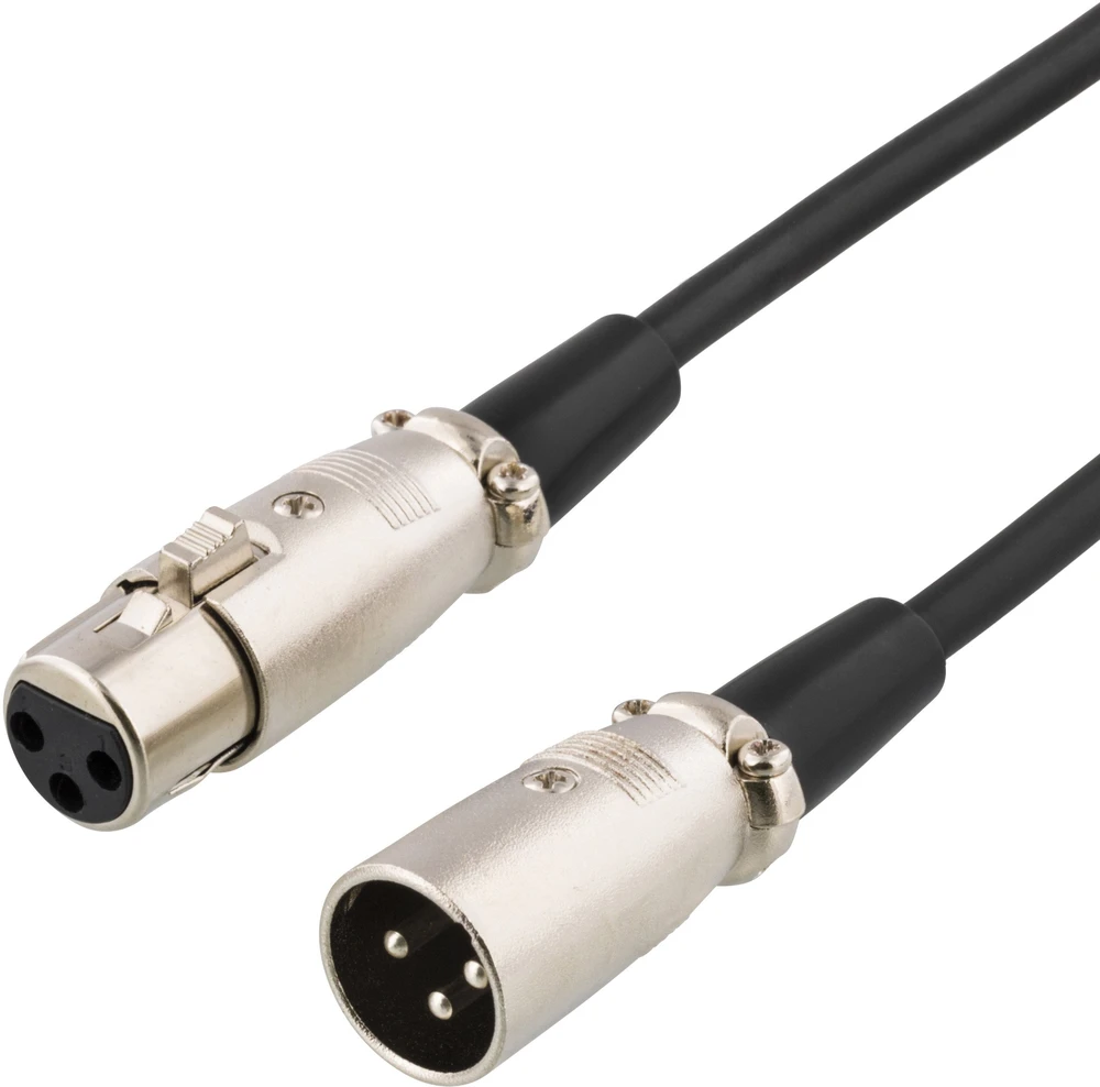 XLR Audio kabelis DELTACO 3 pin ha - 3 pin ho, 3m juodas / XLR-1030