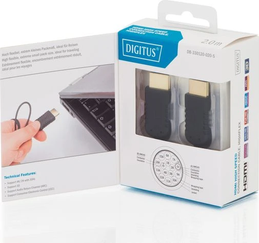 Kabelis Digitus HDMI - HDMI 2m juoda (DB-330120-020-S)
