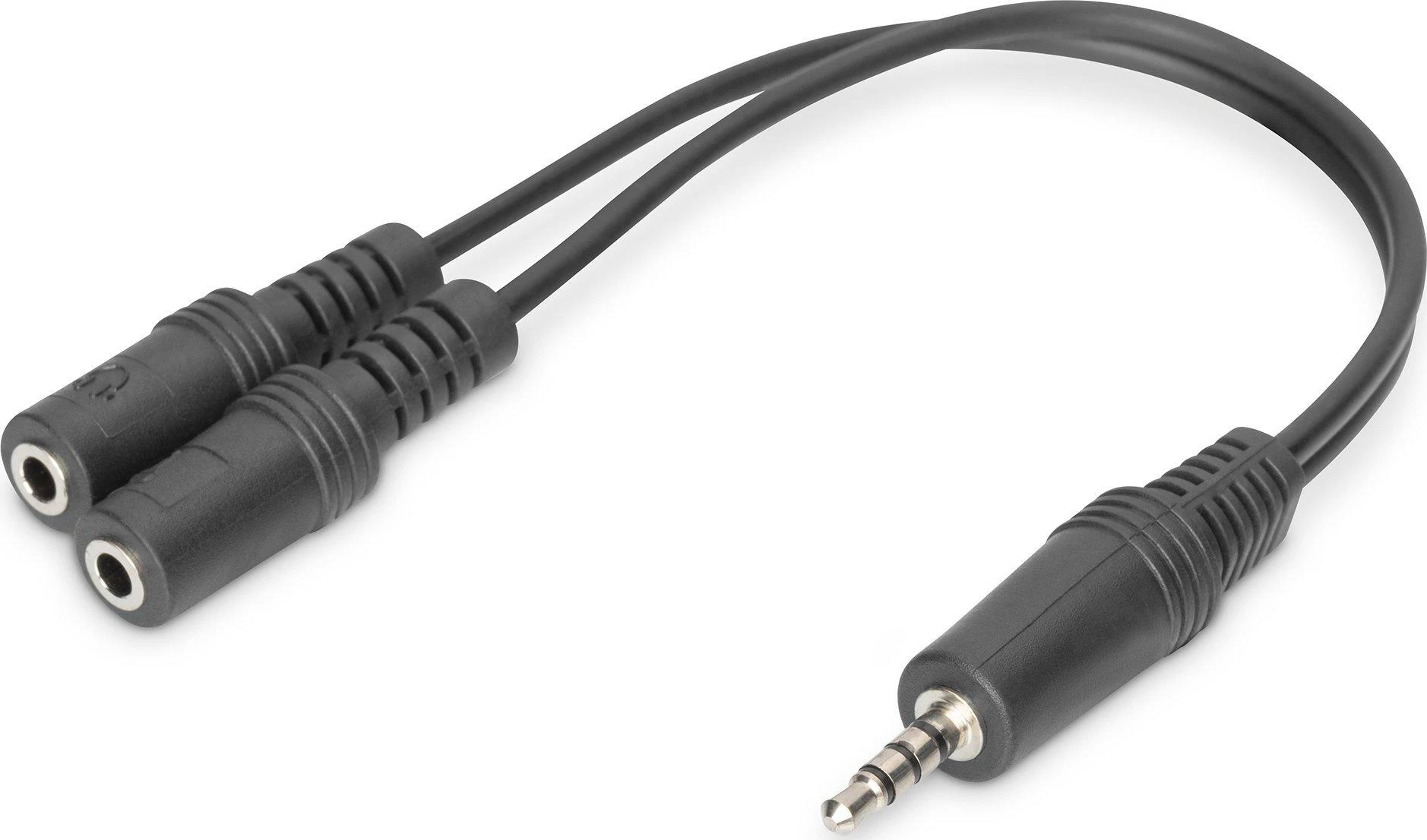ASSMANN 3,5 mm 4 kontaktų M iki 2 x 3,5 mm 3 kontaktų F GARSO adapteris 0,2 m, AK-510301-002-S