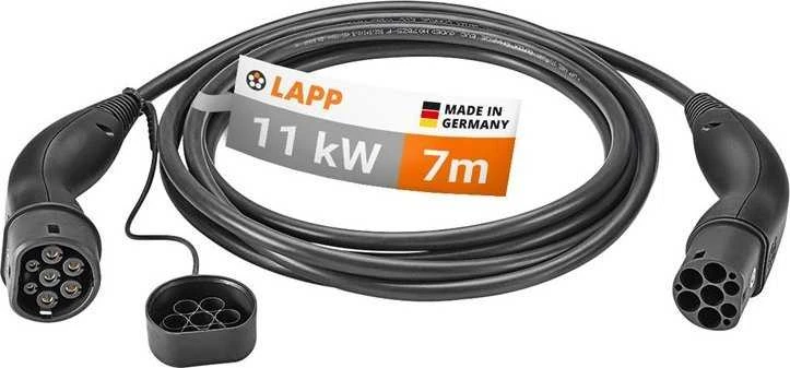 Kabelis EV PHEV Type 2 LAPP 11kW 20A juoda 7m