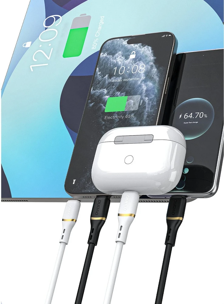 Dudao L25C USB-C - USB-C Silicone Cable 60W 1m - Baltas