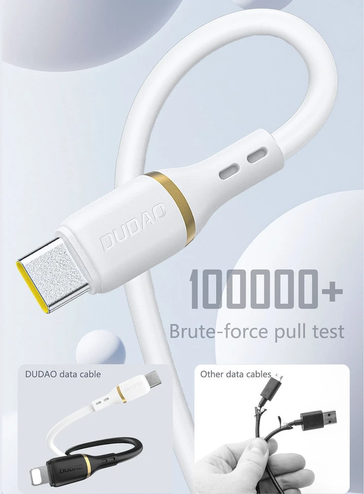 Dudao L25C USB-C - USB-C Silicone Cable 60W 1m - Baltas