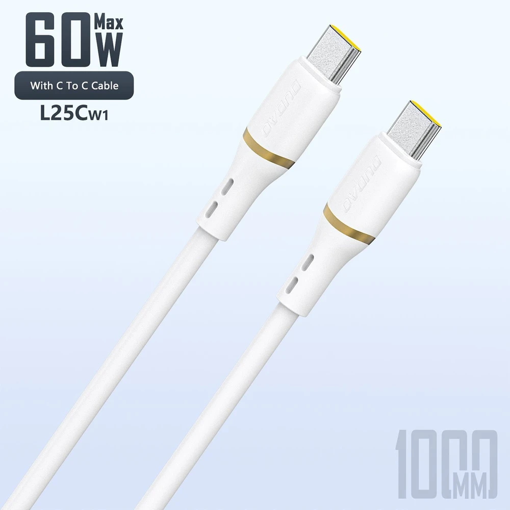 Dudao L25C USB-C - USB-C Silicone Cable 60W 1m - Baltas