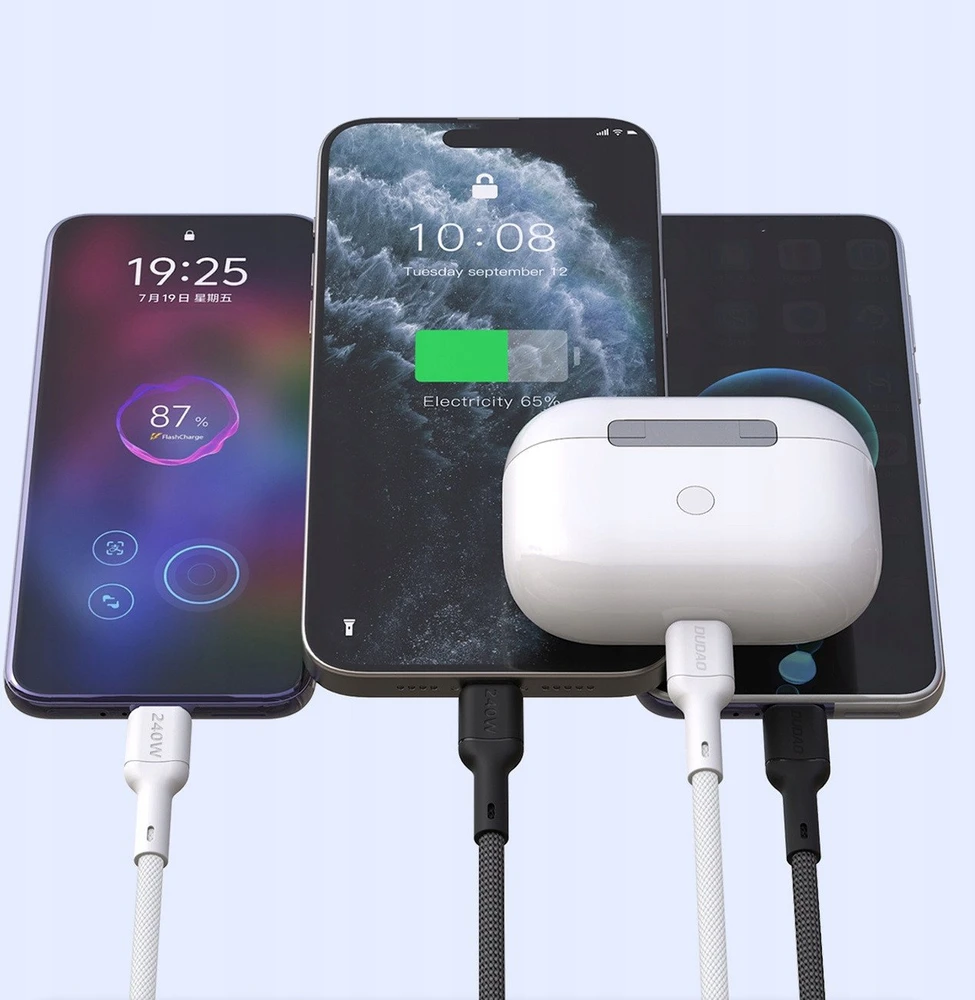Dudao L9C Max 240W PD USB-C – USB-C 2m Cable – Juodas