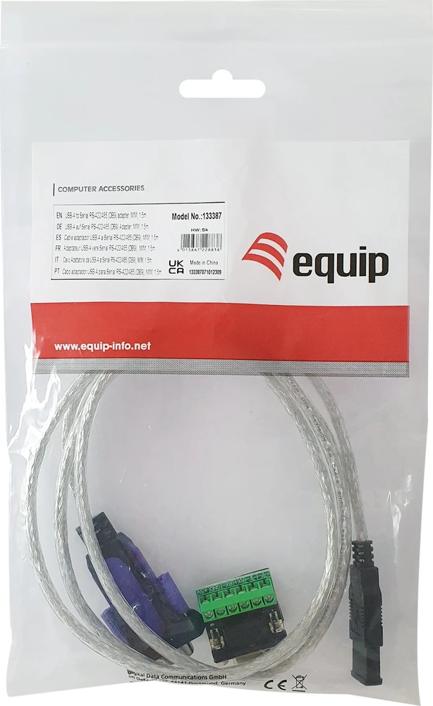 Equip USB įrangos adapteris USB-A -> serijinis RS422/RS485 St/St FTDI 1.5 m (133387)