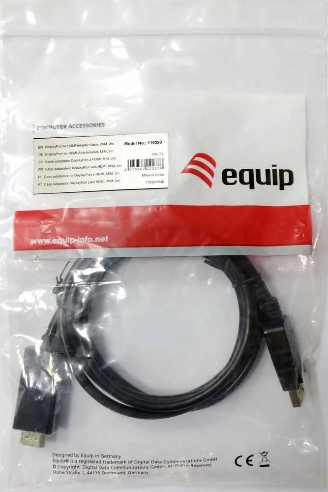 Equip Įrengti „DisplayPort“ – 2 m juodo HDMI laidą (119390)
