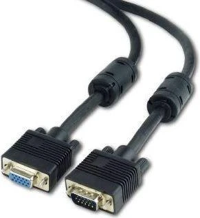 GEMBIRD CC-PPVGAX-10M-B Gembird Premium VGA-Ext. HD15m/HD15f dvigubai ekranuotas su 2 feritu, 10m, juodas