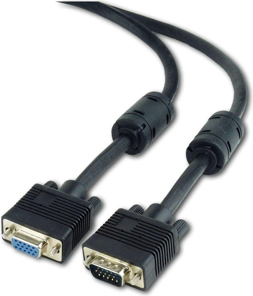GEMBIRD CC-PPVGAX-10-B Gembird Premium VGA-Ext. HD15m/HD15f dvigubai ekranuotas su 2 feritu, 3m, juodas