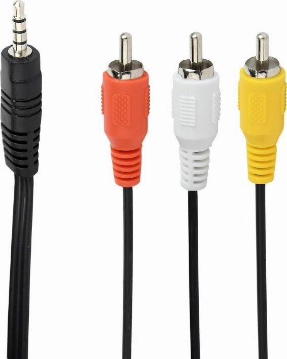 GEMBIRD CCA-4P2R-2M Gembird garso kabelis JACK 3,5 mm (4 kontaktų) M / 3x RCA (CINCH) M, 2M, juodas