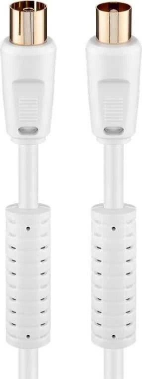 Goobay antenos kabelis 10,0 m, baltas, su feritu (80 dB), 2x ekranuotas