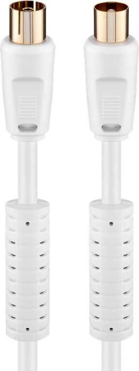 Goobay antenos kabelis 5,0 m, baltas, su feritu (80 dB), 2x ekranuotas