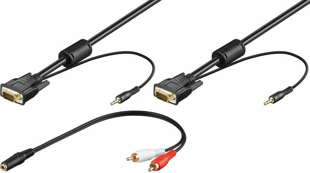 VGA ir garso kabelių rinkinys su RCA adapteriu