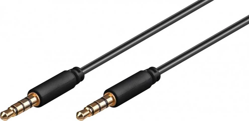 Juodas 3.5mm AUX laidas su paauksuotomis jungtimis