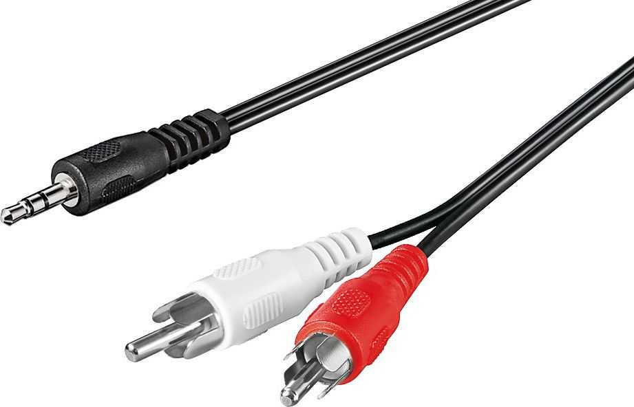 Kabelis Goobay Jack 3.5mm - RCA (Cinch) x2 5m juoda (50195)