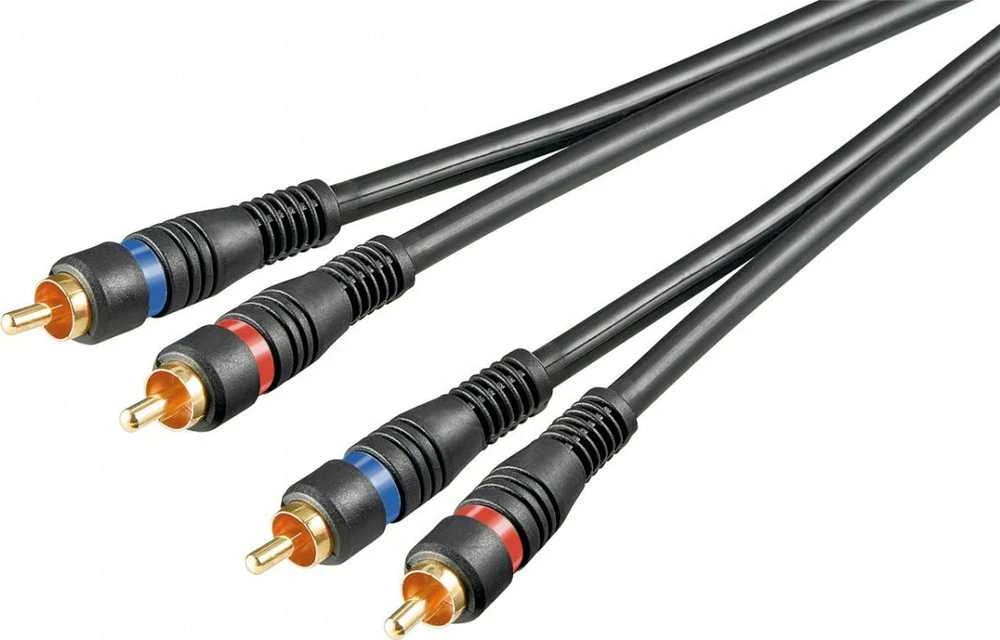 Goobay Stereo RCA laidas 2x RCA; dvigubas ekranas 60795 2 RCA patinas, 2 RCA patinas, 2 m, Juodas