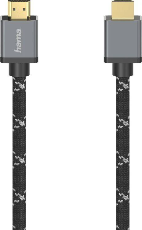 Hama HDMI laidas su pintos tekstūros kabeliu ir pilkais antgaliais
