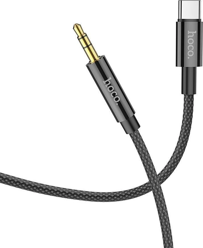 Kabelis AUX Jack 3,5 mm - USB C Hoco 1 m UPA19 juodas