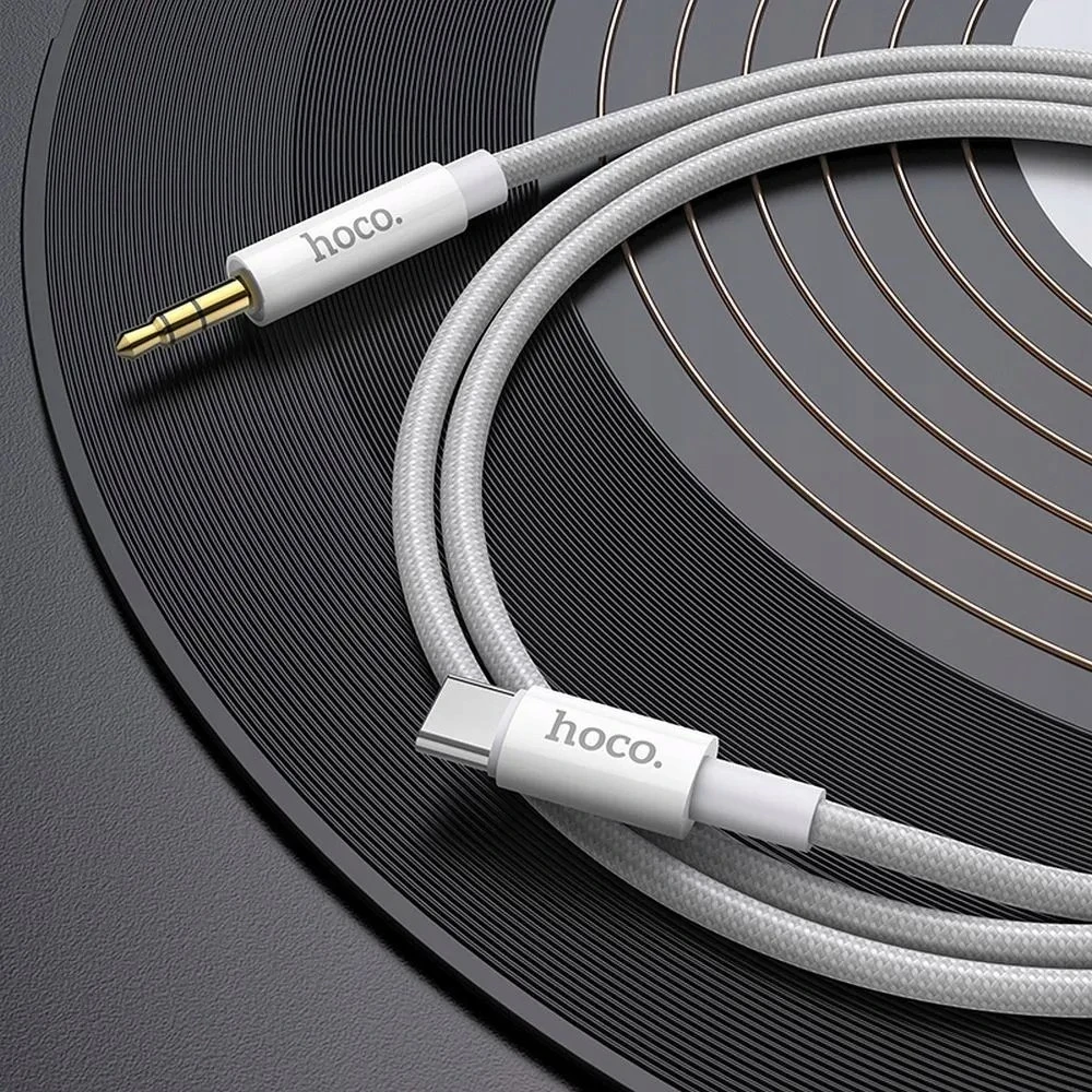 Kabelis AUX Jack 3,5 mm - USB C Hoco 1 m UPA19 sidabrinis