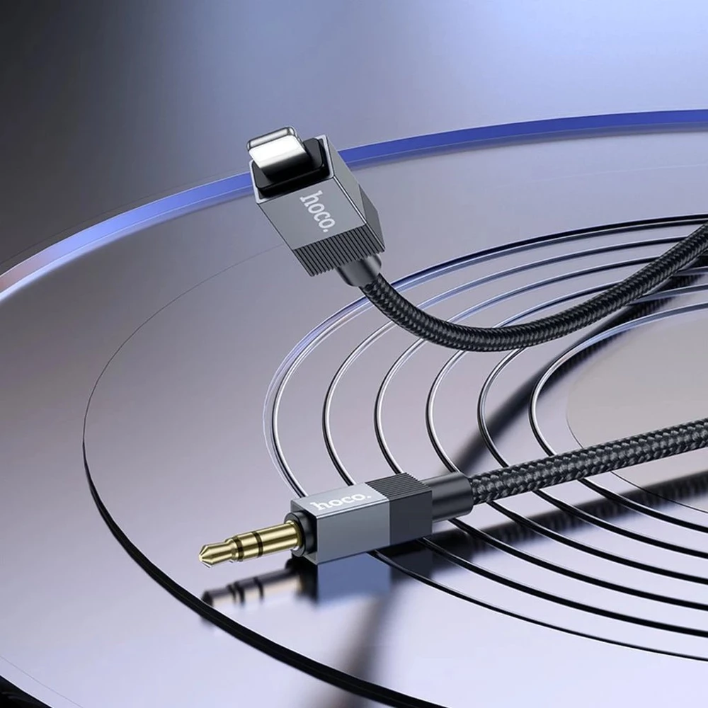 AUX kabelis Jack 3,5 mm (kištukas) - Lightning (kištukas) Hoco 1 m UPA32A juodas