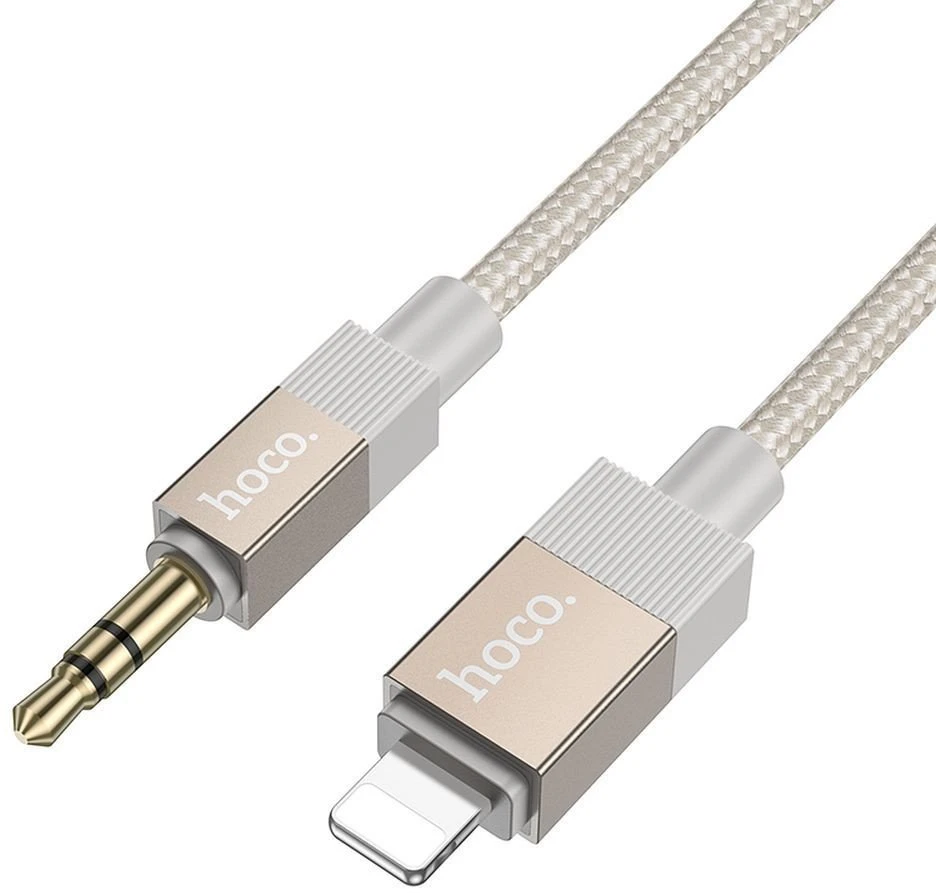 AUX kabelis Jack 3,5 mm (kištukas) į Lightning (kištukas) Hoco 1 m UPA32A auksinis