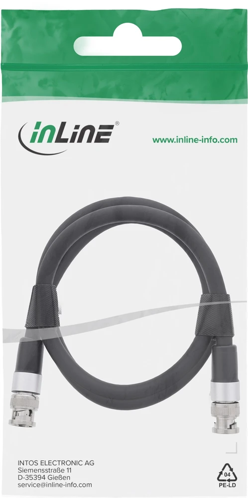 Kabelis InLine BNC - BNC 2 m juodas