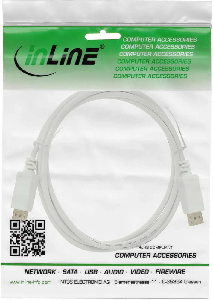Kabelis InLine DisplayPort - DisplayPort 2 m baltas