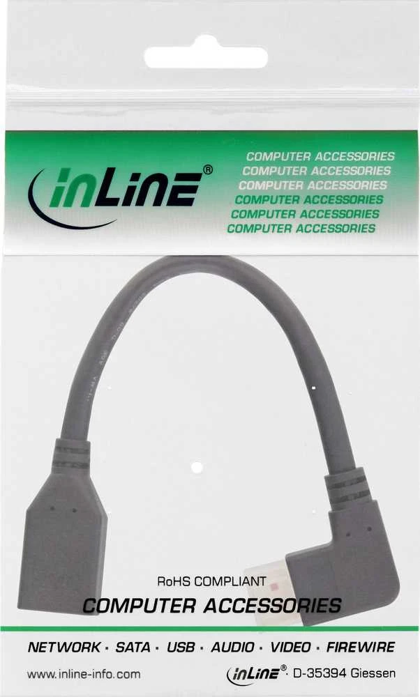 „InLine DisplayPort“ adapterio kabelis, 8K4K, stačiu kampu, Ø 0,15 m