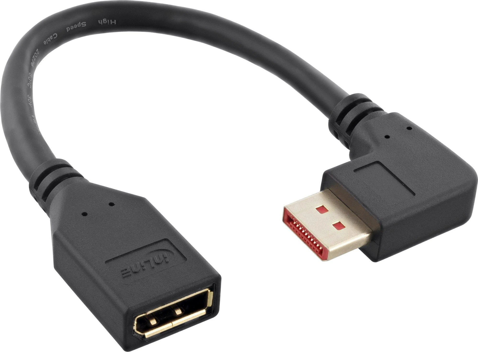 „InLine DisplayPort“ adapterio kabelis, 8K4K, stačiu kampu, Ø 0,15 m