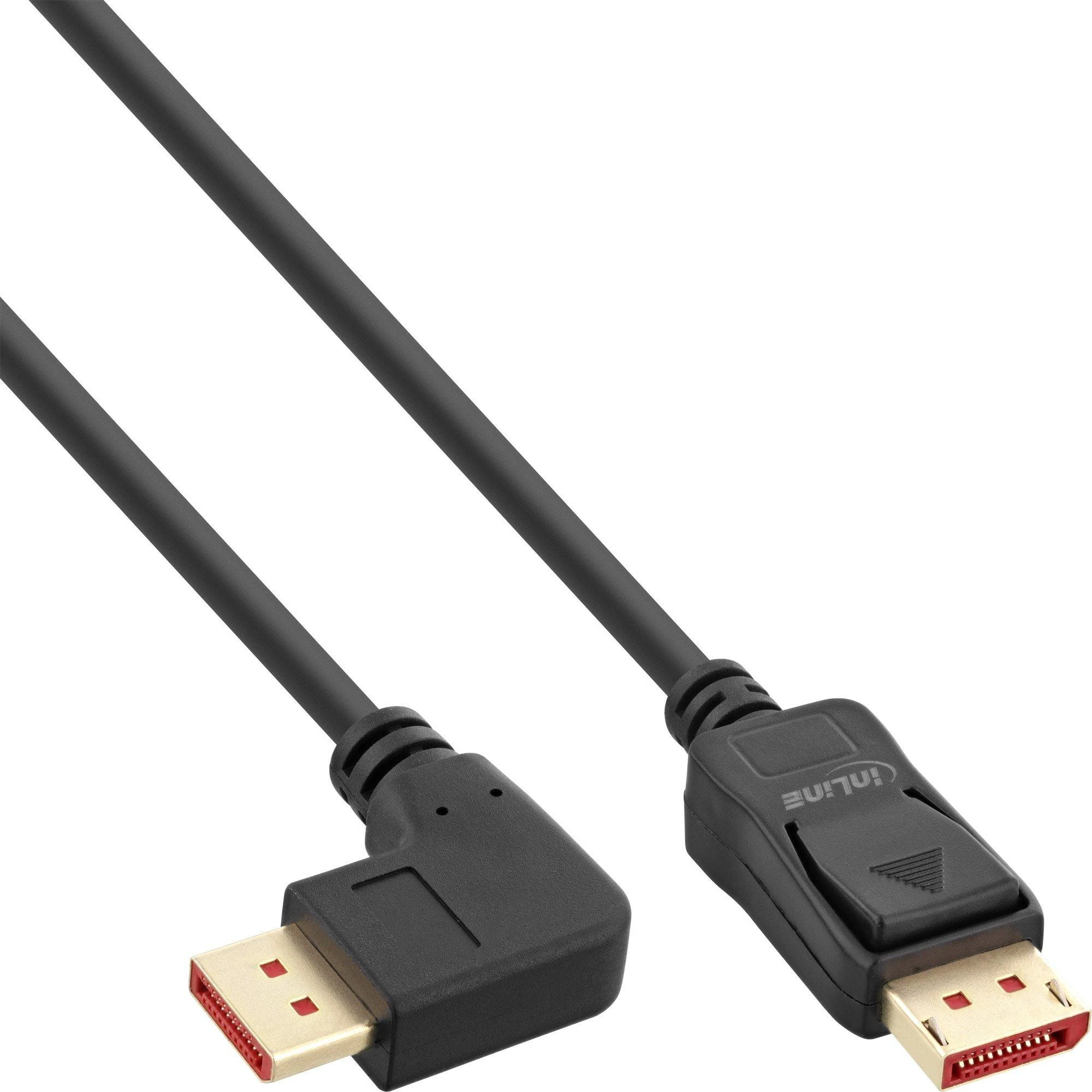 InLine 8K (UHD-2) DisplayPort laidas, stačiu kampu, juodas - 1m