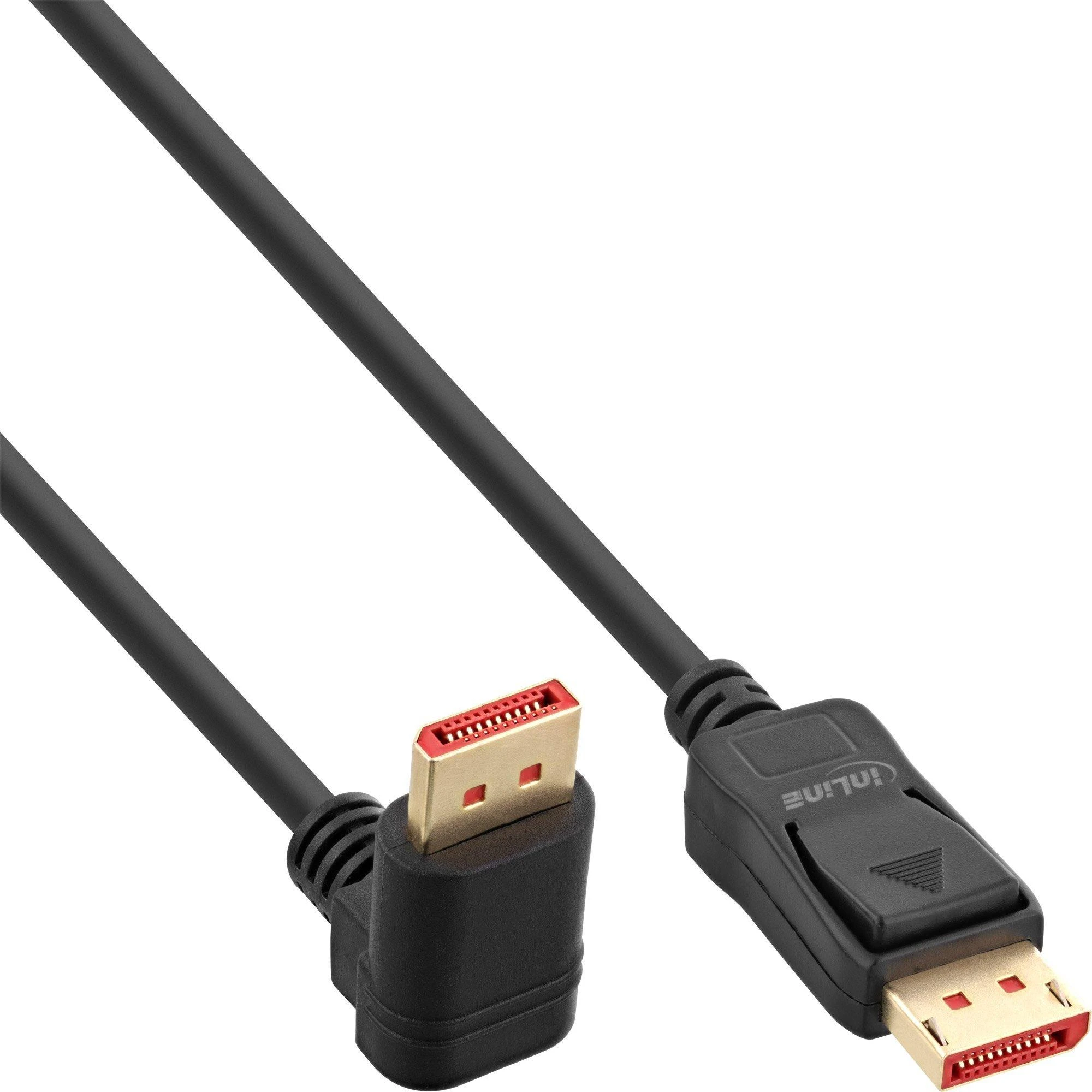 InLine 8K (UHD-2) „DisplayPort“ laidas, nulenktas žemyn, juodas – 2m