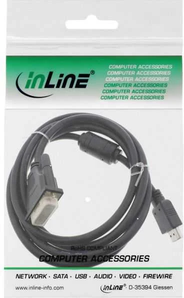 Kabelis InLine HDMI - DVI-D 1.5m juoda (17664)