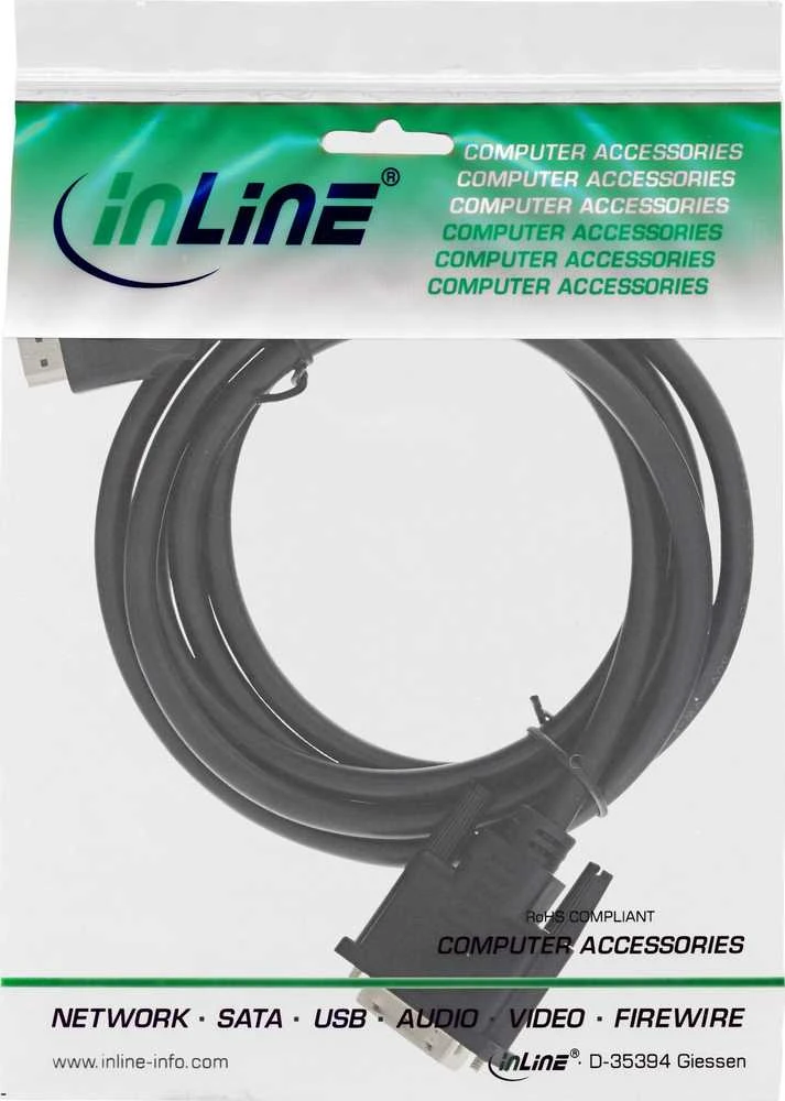 Kabelis InLine HDMI - DVI-D 3m juoda (17663E)