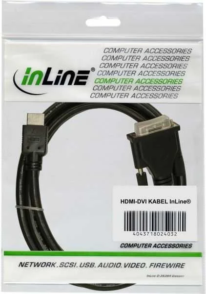 Kabelis InLine HDMI - DVI-D 5m juoda (17665)