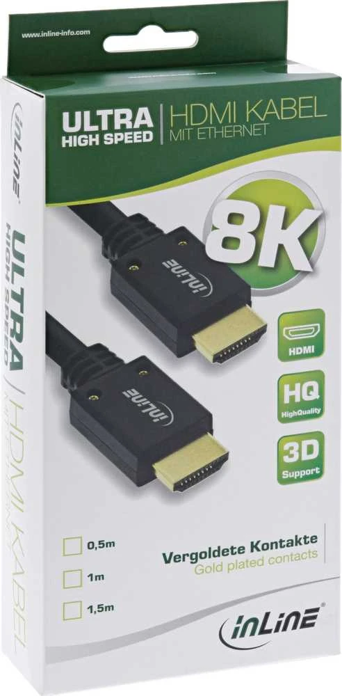 „InLine 8K4K“ itin didelės spartos HDMI kabelis, juodas - 5 m