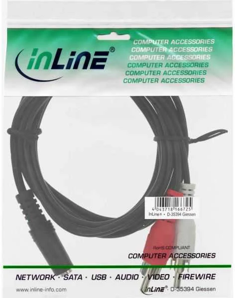 Intos InLine 2 x RCA kištukinis iki 3,5 mm vidinis kabelis, 1,5 m