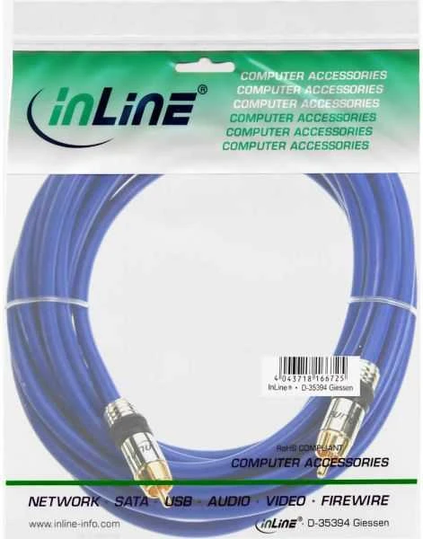 Kabelis InLine RCA (Cinch) - RCA (Cinch) 3m mėlyna (89403P)