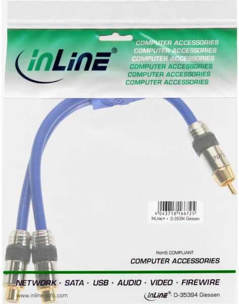 Kabelis InLine RCA (Cinch) - RCA (Cinch) x2 0,25m mėlyna (89924P)