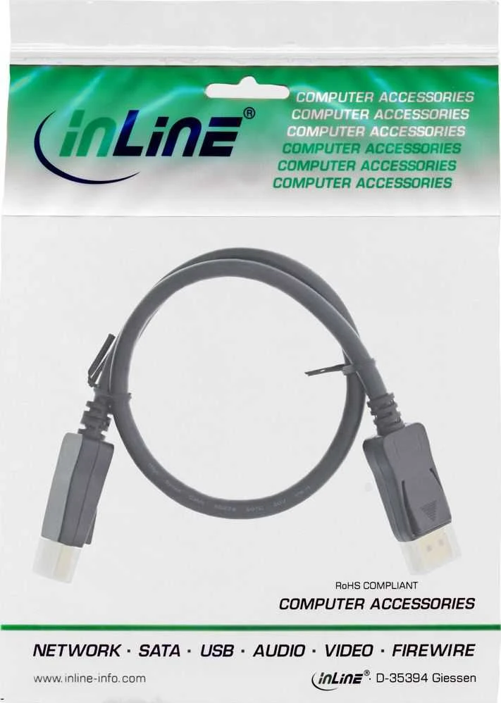 InLine 8K (UHD-2) DisplayPort laidas, juodas - 1m